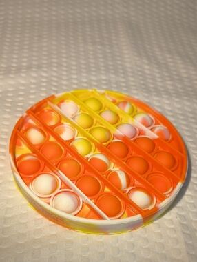 Pop It 5" Orange & Yellow Round Silicone Pop Fidget Toy - Home Party Supplies